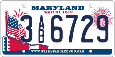 MD license plate 3AB6729