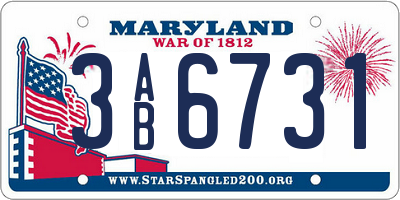 MD license plate 3AB6731