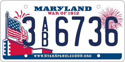 MD license plate 3AB6736