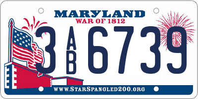 MD license plate 3AB6739