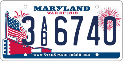 MD license plate 3AB6740