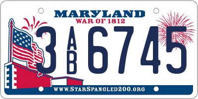 MD license plate 3AB6745