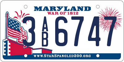 MD license plate 3AB6747