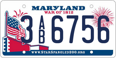 MD license plate 3AB6756