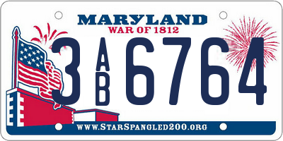 MD license plate 3AB6764