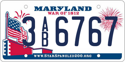MD license plate 3AB6767