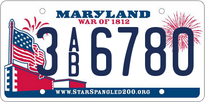 MD license plate 3AB6780