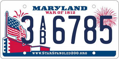 MD license plate 3AB6785