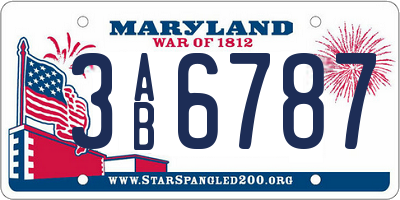 MD license plate 3AB6787