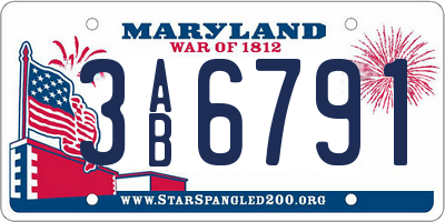 MD license plate 3AB6791