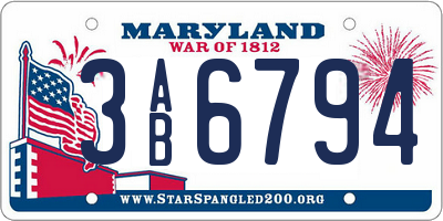 MD license plate 3AB6794