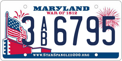 MD license plate 3AB6795
