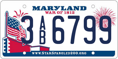 MD license plate 3AB6799