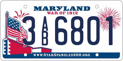 MD license plate 3AB6801