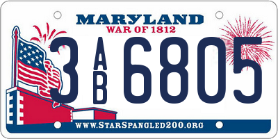 MD license plate 3AB6805