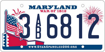 MD license plate 3AB6812