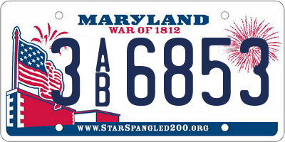 MD license plate 3AB6853