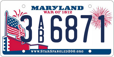 MD license plate 3AB6871