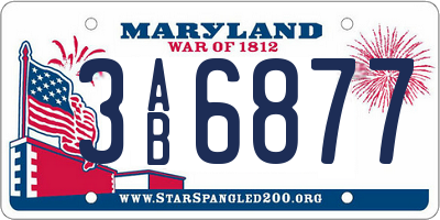 MD license plate 3AB6877