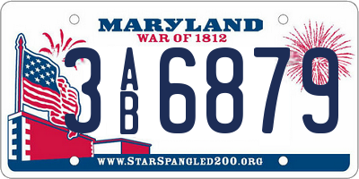 MD license plate 3AB6879