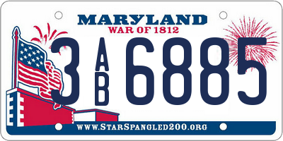MD license plate 3AB6885