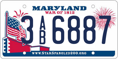 MD license plate 3AB6887