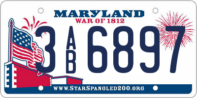 MD license plate 3AB6897