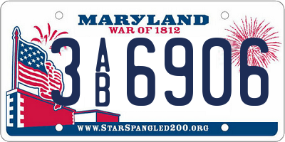 MD license plate 3AB6906