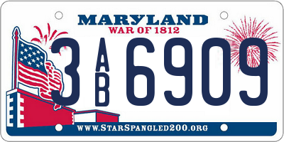 MD license plate 3AB6909