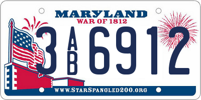 MD license plate 3AB6912