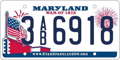 MD license plate 3AB6918