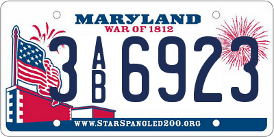 MD license plate 3AB6923