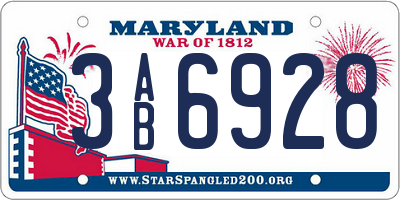 MD license plate 3AB6928