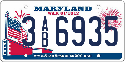 MD license plate 3AB6935