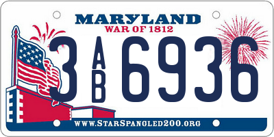 MD license plate 3AB6936