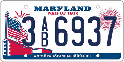 MD license plate 3AB6937
