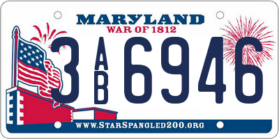 MD license plate 3AB6946