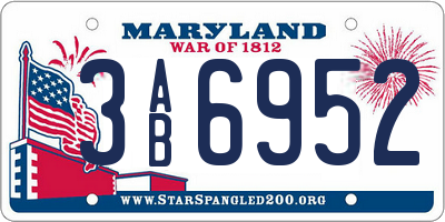 MD license plate 3AB6952