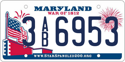MD license plate 3AB6953