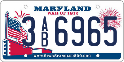 MD license plate 3AB6965