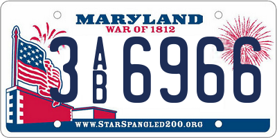 MD license plate 3AB6966