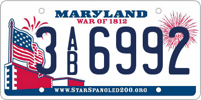 MD license plate 3AB6992