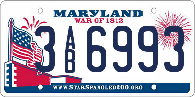 MD license plate 3AB6993