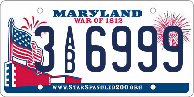 MD license plate 3AB6999