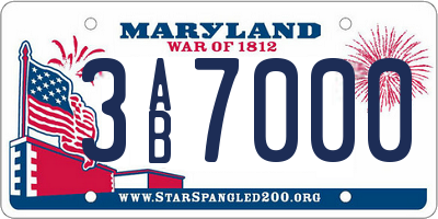 MD license plate 3AB7000