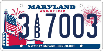 MD license plate 3AB7003