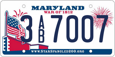 MD license plate 3AB7007