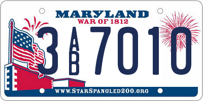 MD license plate 3AB7010
