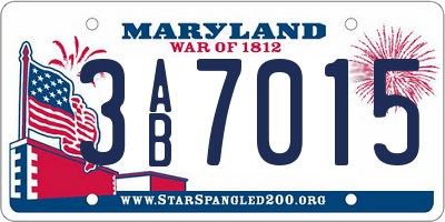 MD license plate 3AB7015