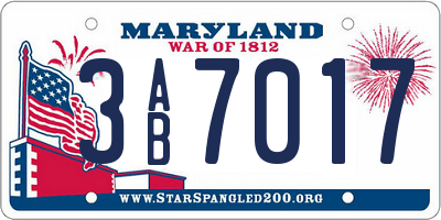 MD license plate 3AB7017